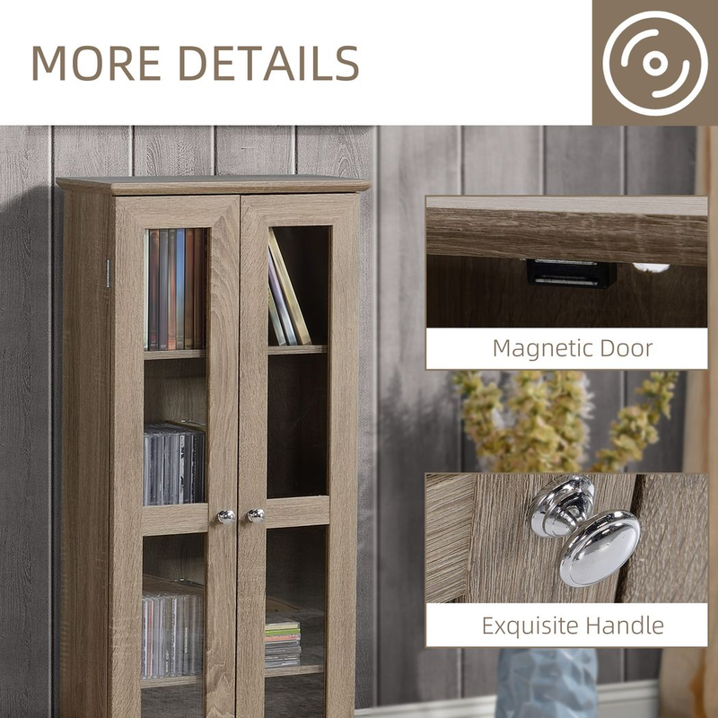 Media Cabinet Holds up to 100 CDs 4-Tier CD Storage Unit for Home Brown - Image 7