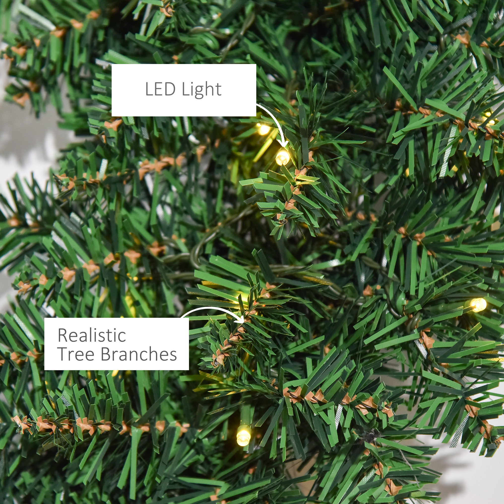 55CM Pre-lit Christmas Wreath 50 Warm White LED Ideal Xmas Artificial Door Deco - Image 7