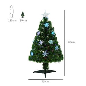 3FT Green Fibre Optic Artificial Christmas Tree LED Snowflakes Fireproofing - Image 3