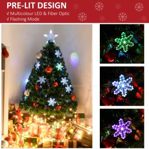 3FT Green Fibre Optic Artificial Christmas Tree LED Snowflakes Fireproofing - Image 4