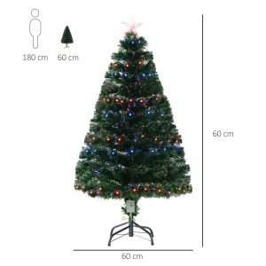4ft Prelit Artificial Christmas Tree with Multi-Coloured Fiber LED Light Green - Image 3