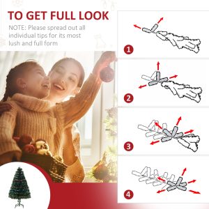 4ft Prelit Artificial Christmas Tree with Multi-Coloured Fiber LED Light Green - Image 6