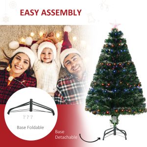 4ft Prelit Artificial Christmas Tree with Multi-Coloured Fiber LED Light Green - Image 7