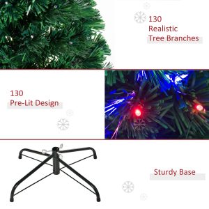4ft Prelit Artificial Christmas Tree with Multi-Coloured Fiber LED Light Green - Image 8