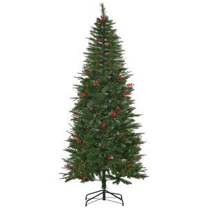 7ft Artificial Christmas Tree Holiday with Pencil Shape, Berries