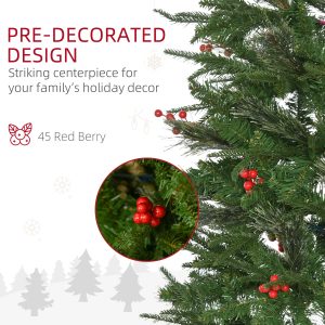 7ft Artificial Christmas Tree Holiday with Pencil Shape, Berries - Image 6