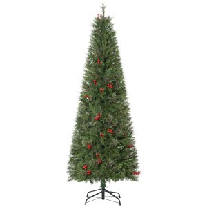 6ft Artificial Christmas Tree Holiday with Pencil Shape, Berries
