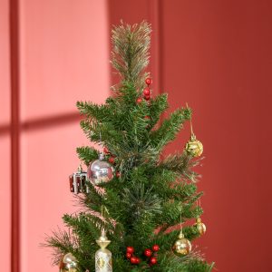 6ft Artificial Christmas Tree Holiday with Pencil Shape, Berries - Image 8