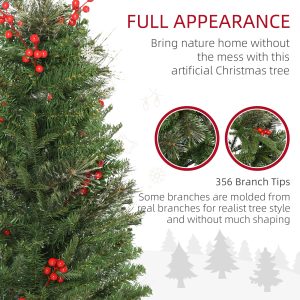 5ft Artificial Christmas Tree Holiday with Pencil Shape, Berries - Image 5