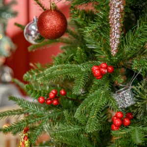 5ft Artificial Christmas Tree Holiday with Pencil Shape, Berries - Image 8