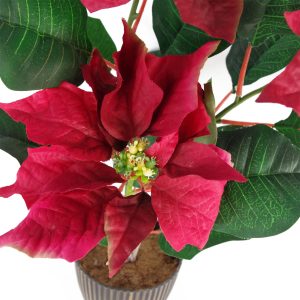 50cm Artificial Poinsettia Decorative Planter - Image 4