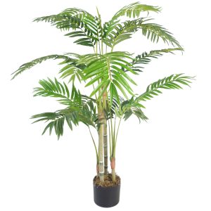 120cm (4ft) Realistic Artificial Areca Palm with pot with Copper Metal Planter - Image 4