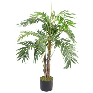 Alternative view of 120cm Realistic Artificial palm tree with pot with Silver Metal Planter