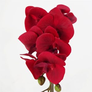 46cm Artificial Orchid Red with Silver Pot - Image 3