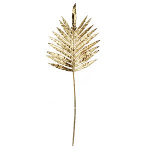 Alternative view of 80cm Artificial Gold Palm Leaves Gold Ombre Glass Vase