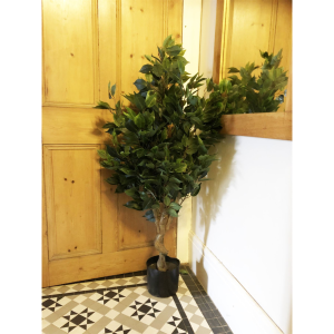 110cm Leaf Realistic Artificial Ficus Tree / Plant Copper Curve Planter - Image 5