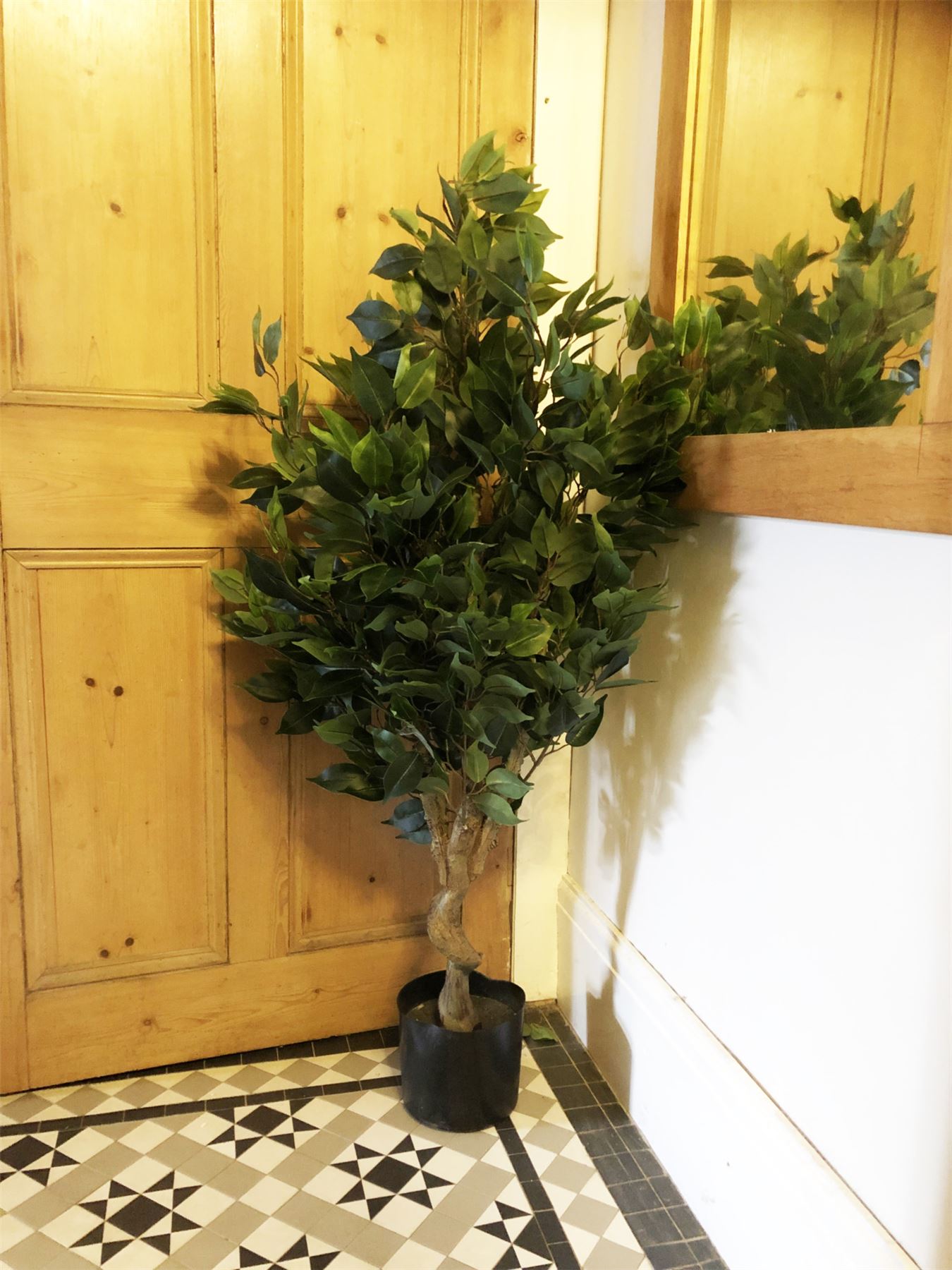 110cm Artificial Evergreen Twist Ficus Tree Copper Curve Planter - Image 3