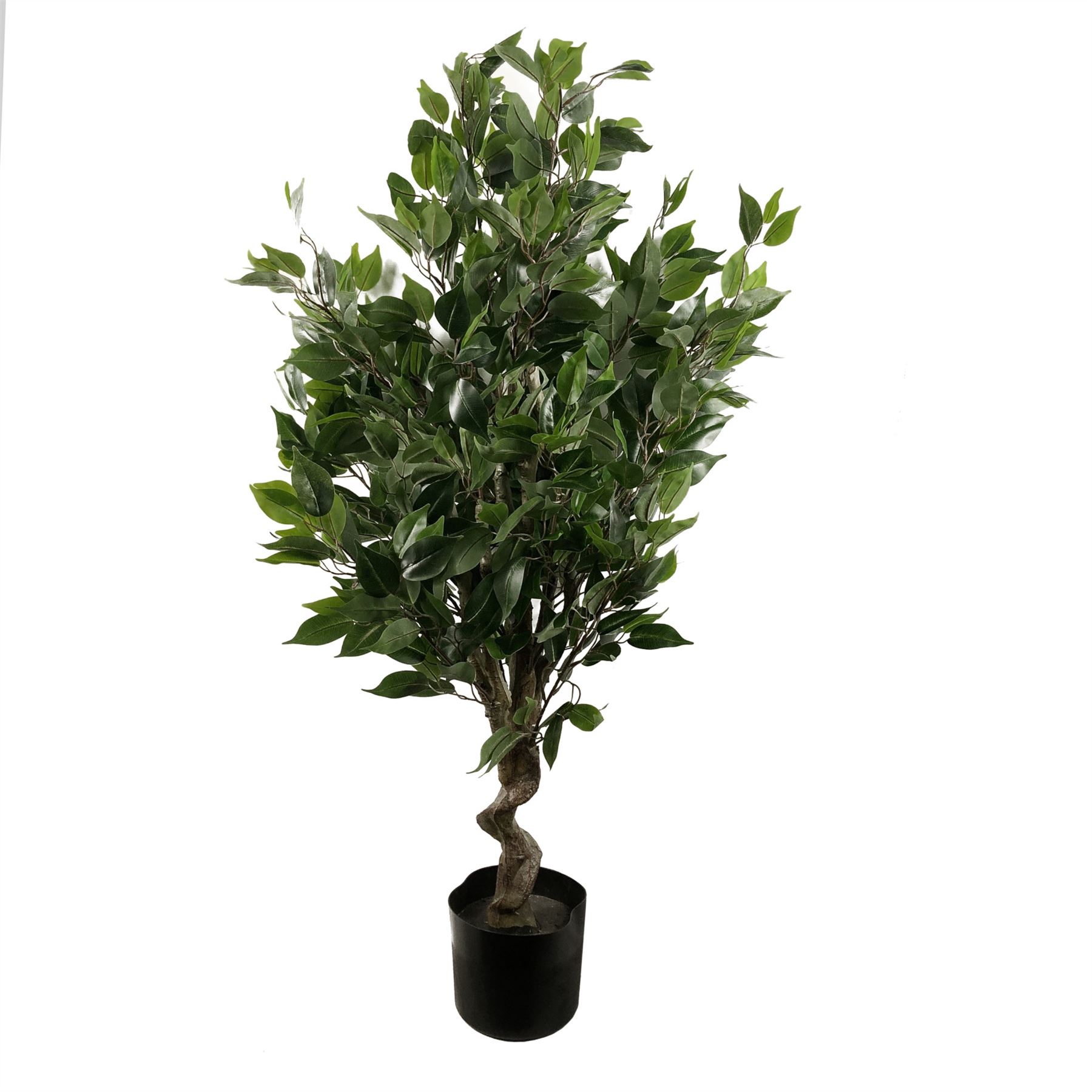 110cm Artificial Evergreen Twist Ficus Tree Copper Curve Planter - Image 5