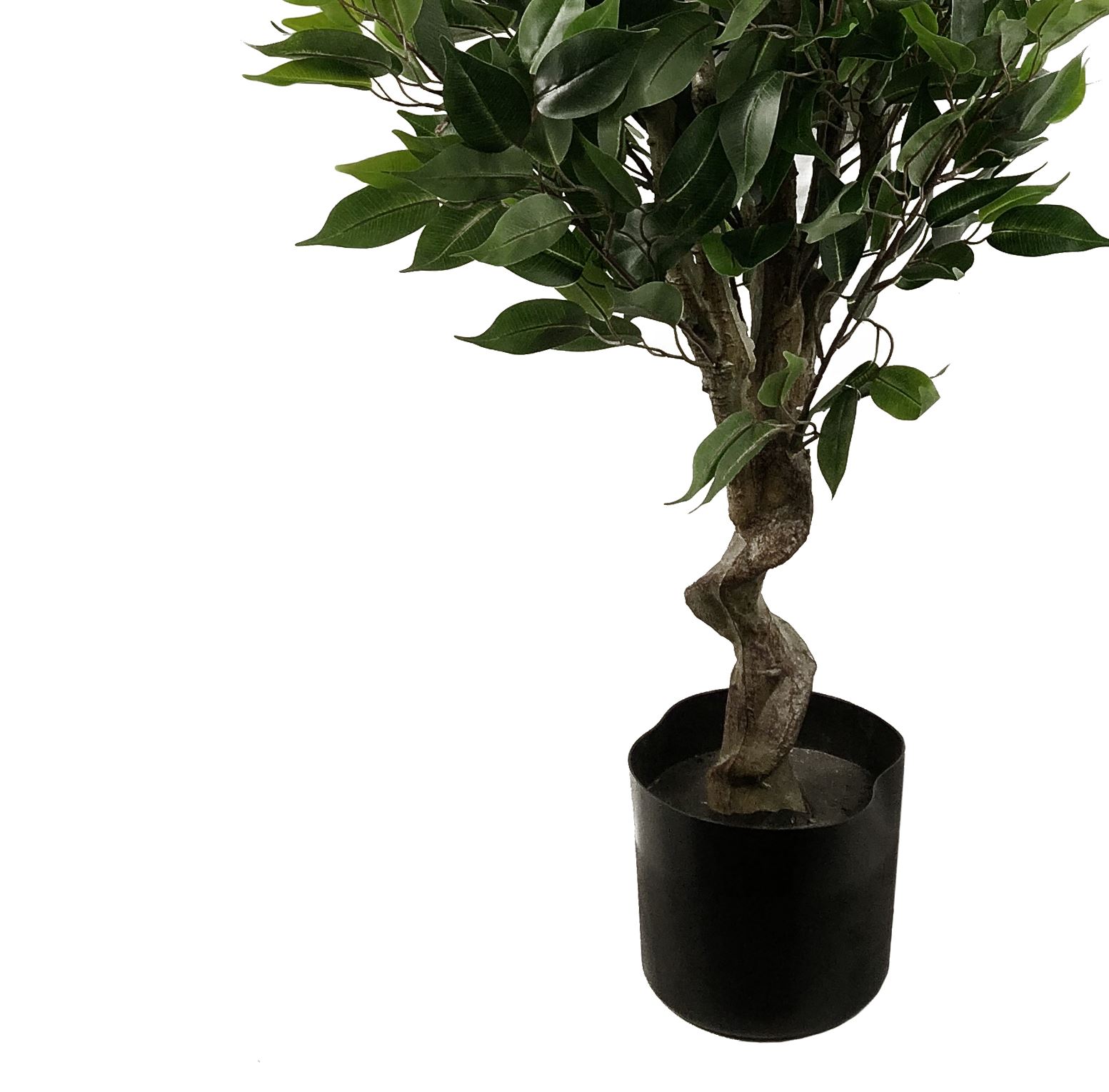 110cm Artificial Evergreen Twist Ficus Tree Copper Curve Planter - Image 7
