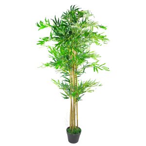 Alternative view of 150cm (5ft) Natural Look Artificial Bamboo Plants Trees - XL with Silver Metal Planter