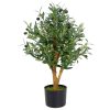 65cm Leaf Design UK Realistic Artificial Olive Tree in Black Plastic Pot