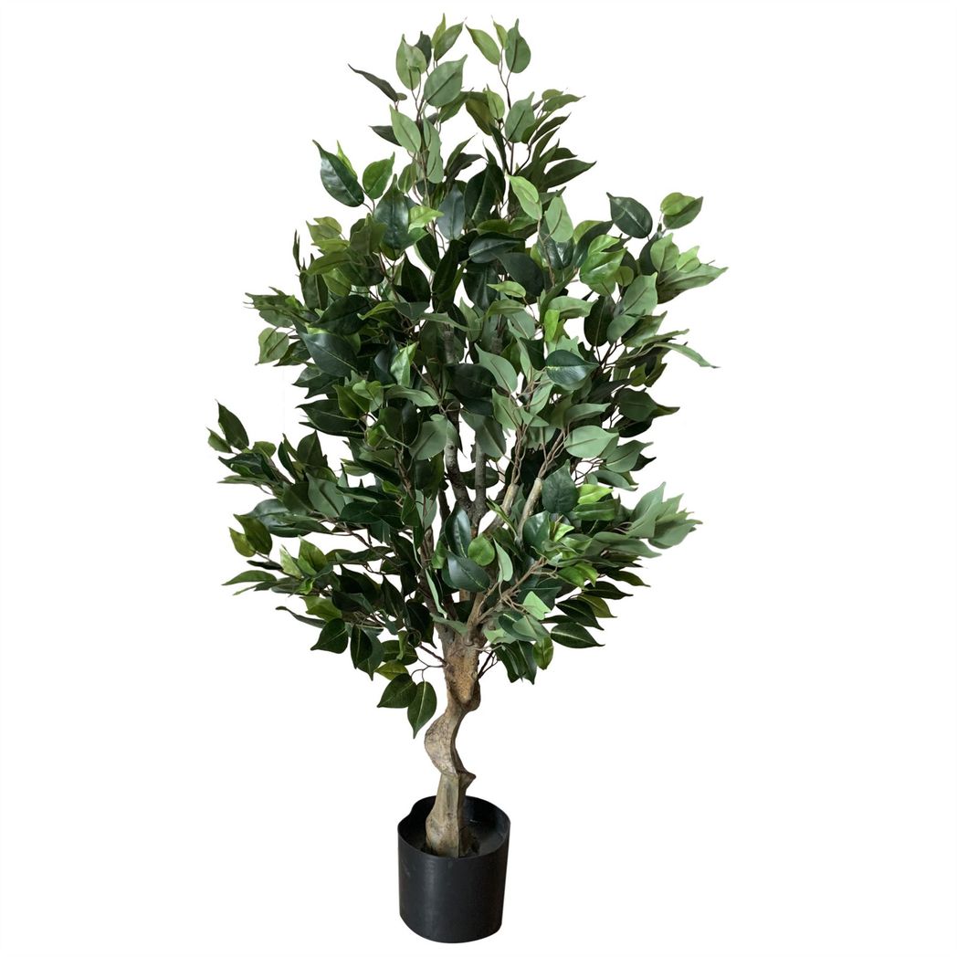 100cm Premium Artificial Ficus Twist Tree Gold Planter - Image 6
