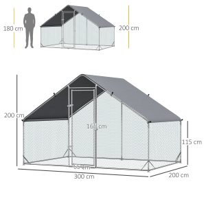Walk In Chicken Run Galvanized Chicken Coop Hen House w/ Water-Resist Cover - Image 3