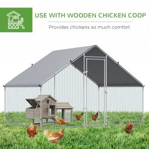 Walk In Chicken Run Galvanized Chicken Coop Hen House w/ Water-Resist Cover - Image 5