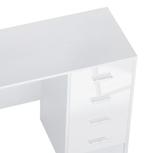 High Gloss 4 Drawers Table Vanity Dressing Drawer Computer PC Study White - Image 6