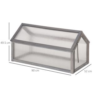 Wooden Cold Frame Greenhouse PC 90 x 52 x 50cm, Grey House, - Image 3