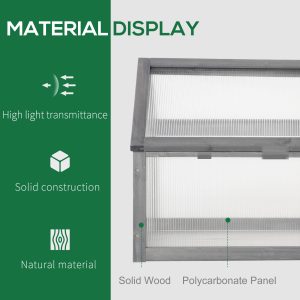 Wooden Cold Frame Greenhouse PC 90 x 52 x 50cm, Grey House, - Image 4