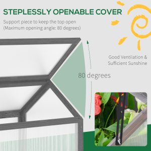 Wooden Cold Frame Greenhouse PC 90 x 52 x 50cm, Grey House, - Image 5