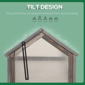 Wooden Cold Frame Greenhouse PC 90 x 52 x 50cm, Grey House, - Image 6