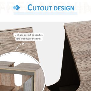 60x60cm Under-Sink Storage Cabinet w/ Adjustable Shelf 2 Doors Cabinet - Image 5
