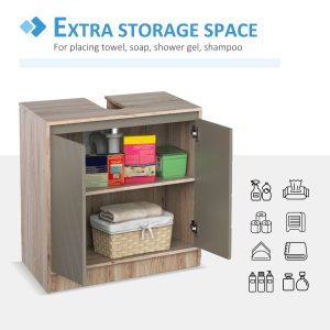 60x60cm Under-Sink Storage Cabinet w/ Adjustable Shelf 2 Doors Cabinet - Image 6