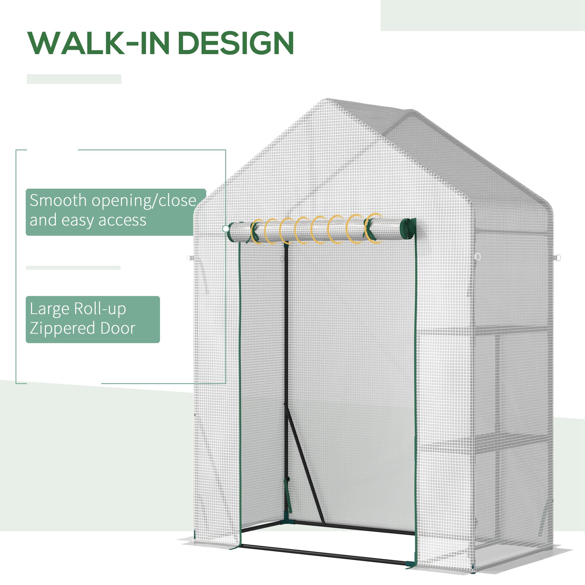 Greenhouse for Outdoor, Portable Gardening Plant Grow House w/ Shelf Outsunny - Image 5