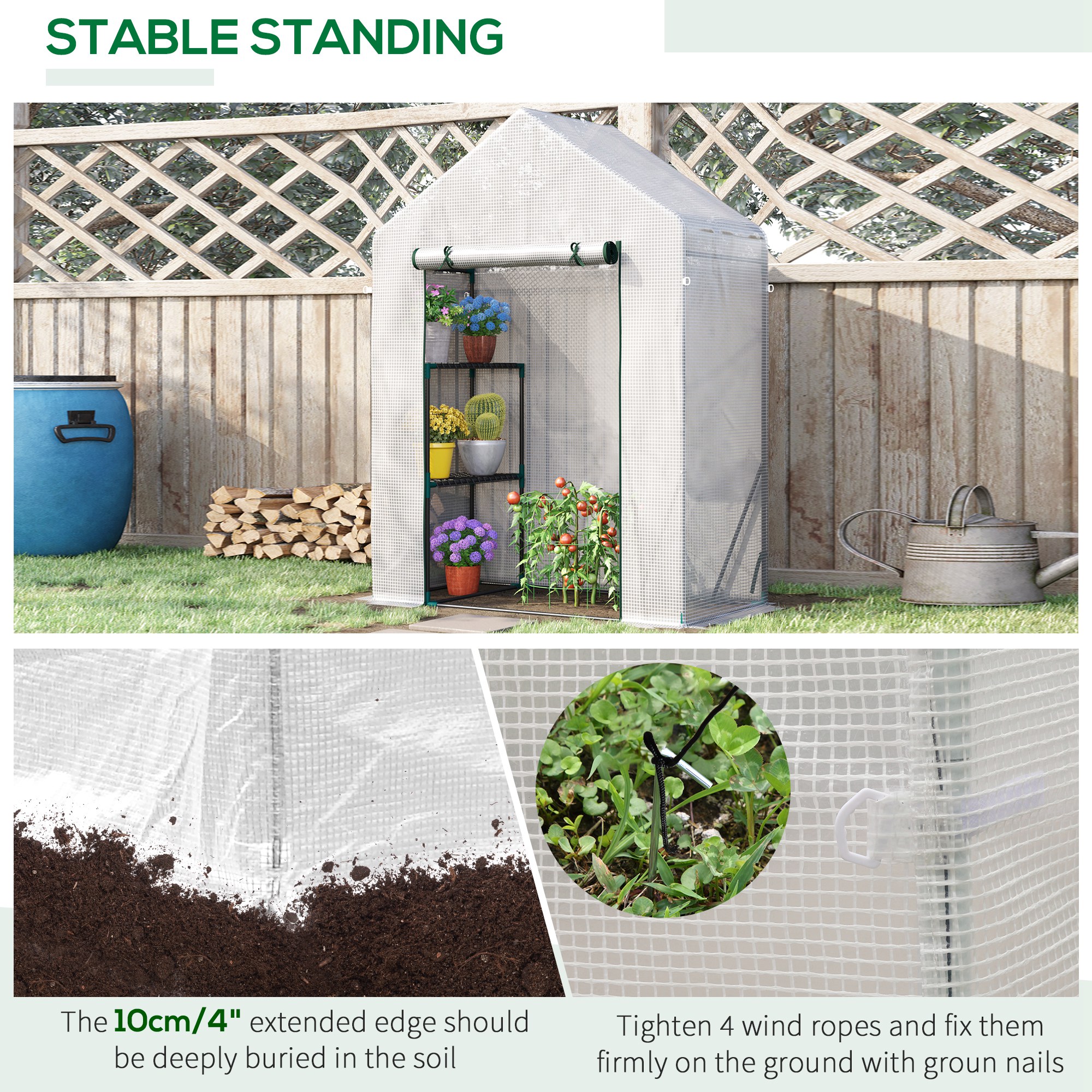Greenhouse for Outdoor, Portable Gardening Plant Grow House w/ Shelf Outsunny - Image 6