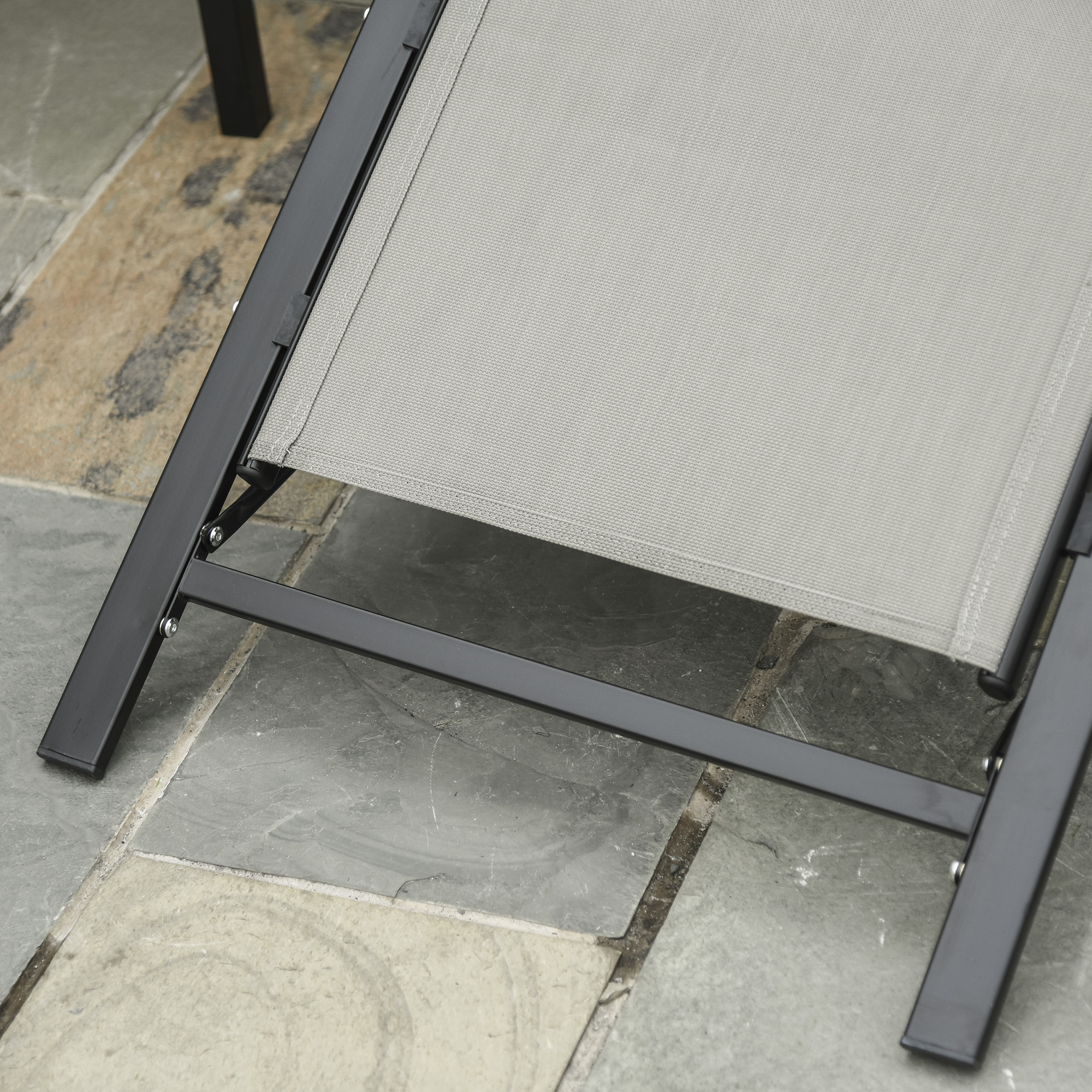 3 Pieces Lounge Chair Set Garden Sunbathing Chair w/ Table Grey Outsunny - Image 8