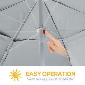 Beach Umbrella Sun Shelter 2 in 1 Umbrella UV Protection Steel Green Outsunny - Image 4