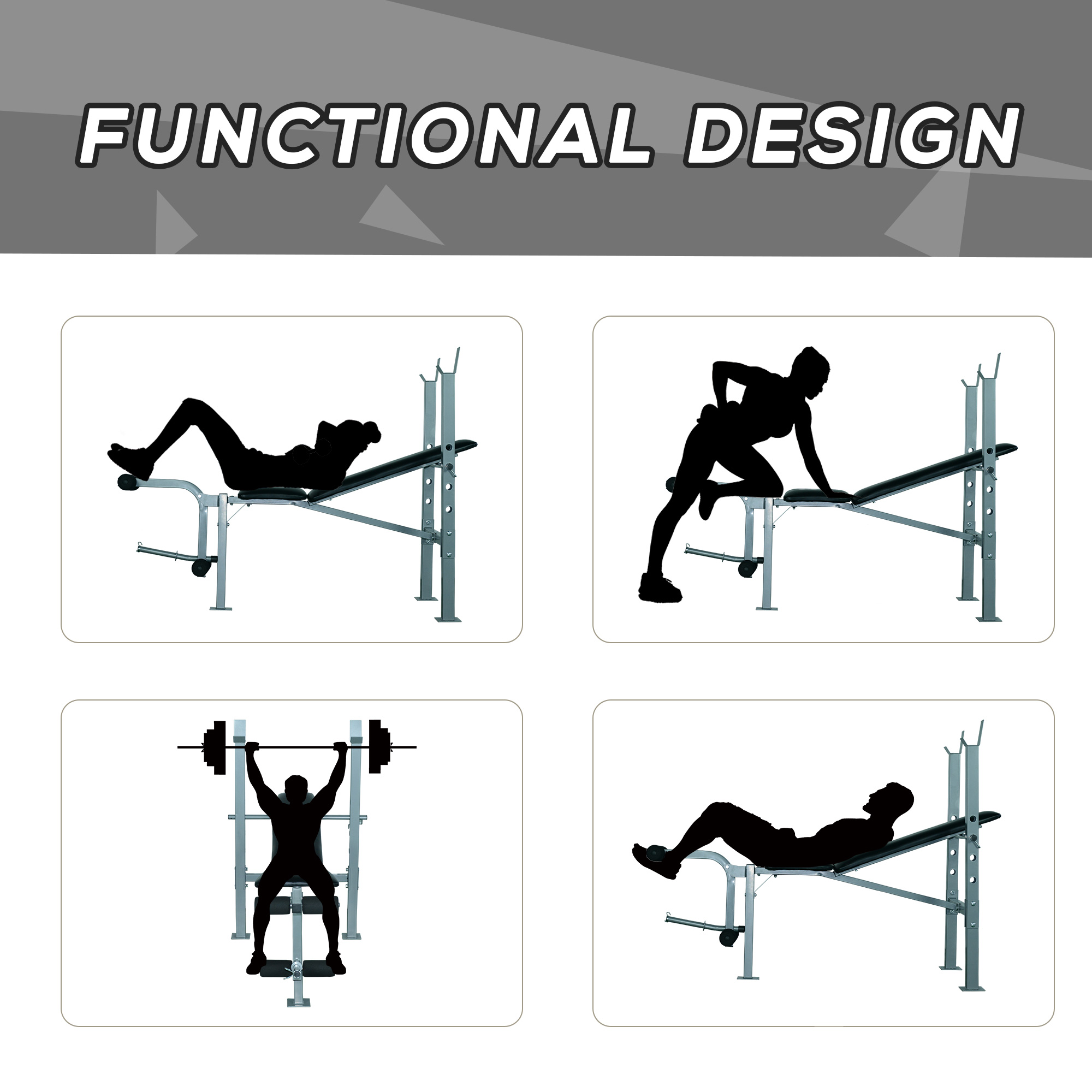 Adjustable Multi Gym Weight Bench Barbell Stand Chest Leg Abs Training HOMCOM - Image 7