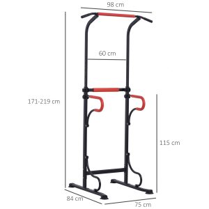 Steel Multi-Use Exercise Power Tower Station Adjustable Height w/ Grips HOMCOM - Image 3