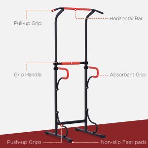 Steel Multi-Use Exercise Power Tower Station Adjustable Height w/ Grips HOMCOM - Image 6