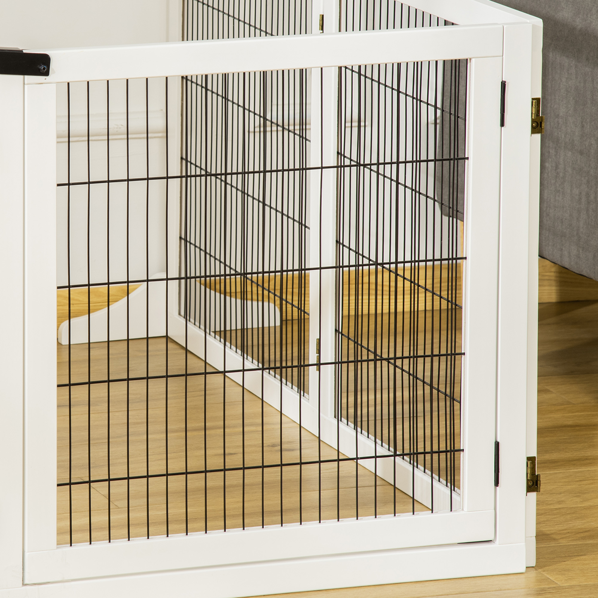 Freestanding Pet Dog Gate 6 Panel Foldable Wooden Playpen 432cm Long Pawhut - Image 8
