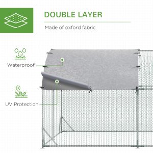 Walk-In Chicken Run Galvanised Chicken Coop w/ Cover 2.8 x 3.8 x 2m Pawhut - Image 4
