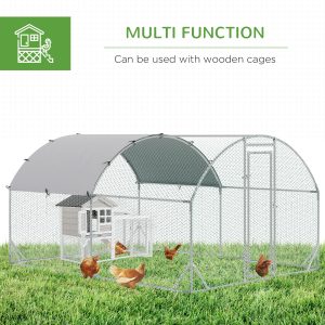 Walk-In Chicken Run Galvanised Chicken Coop w/ Cover 2.8 x 3.8 x 2m Pawhut - Image 5