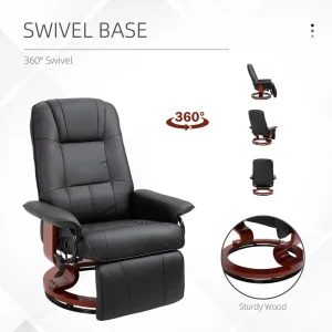 Ergonomic Recliner Sofa Chair PU Leather Armchair Lounger with Footrest, Black - Image 7