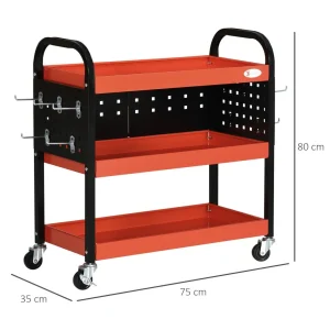 3 Tier Rolling Tool Cart Steel Mobile Service Utility Cart for Garage Mechanics - Image 3