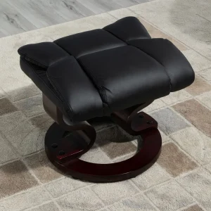 Padded PU Leather Manual Reclining Armchair Sofa Chair w/ Footstool Black - Image 8
