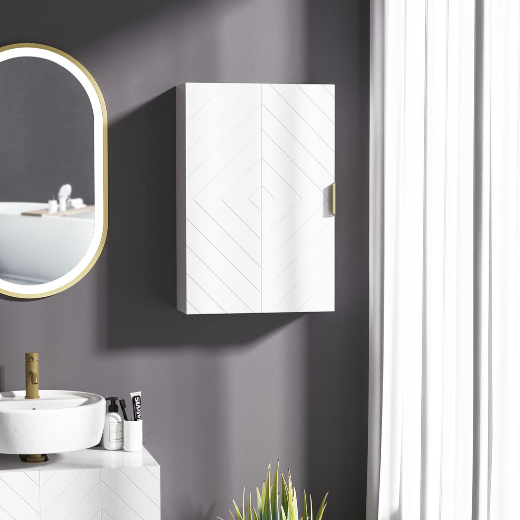 kleankin Bathroom Wall Cabinet with Adjustable Shelves for Hallway, Living Room - Image 2