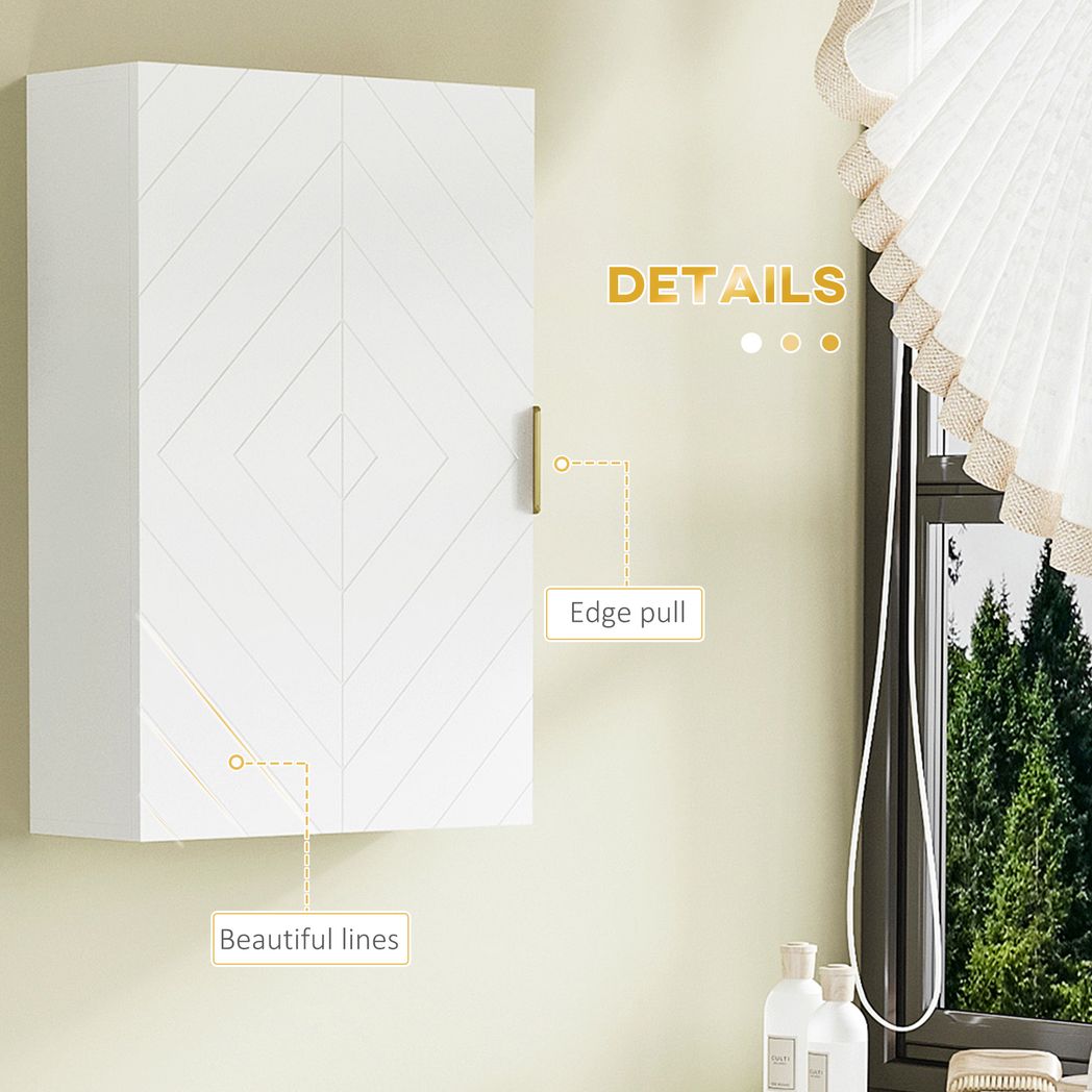kleankin Bathroom Wall Cabinet with Adjustable Shelves for Hallway, Living Room - Image 6